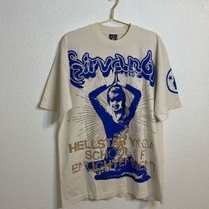 NEW-Hellstar- Yoga school of enlightenment- cream and blue- men's size large